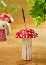 Red & Cream Woodland Mushroom Incense Holder