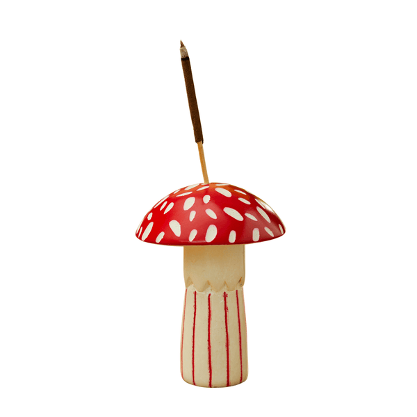 Red & Cream Woodland Mushroom Incense Holder