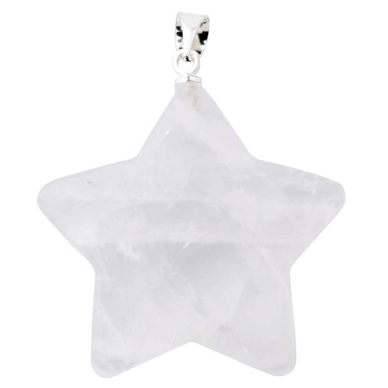 Rock Crystal Star Pendant with Silver Plated Bail