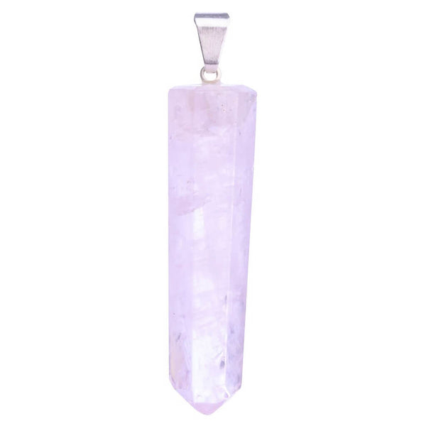 Rose Quartz Polished Point Silver Plated Pendant