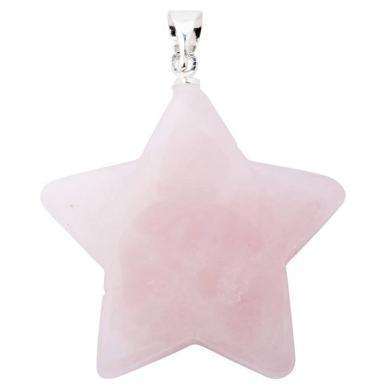 Rose Quartz Star Pendant with Silver Plated Bail