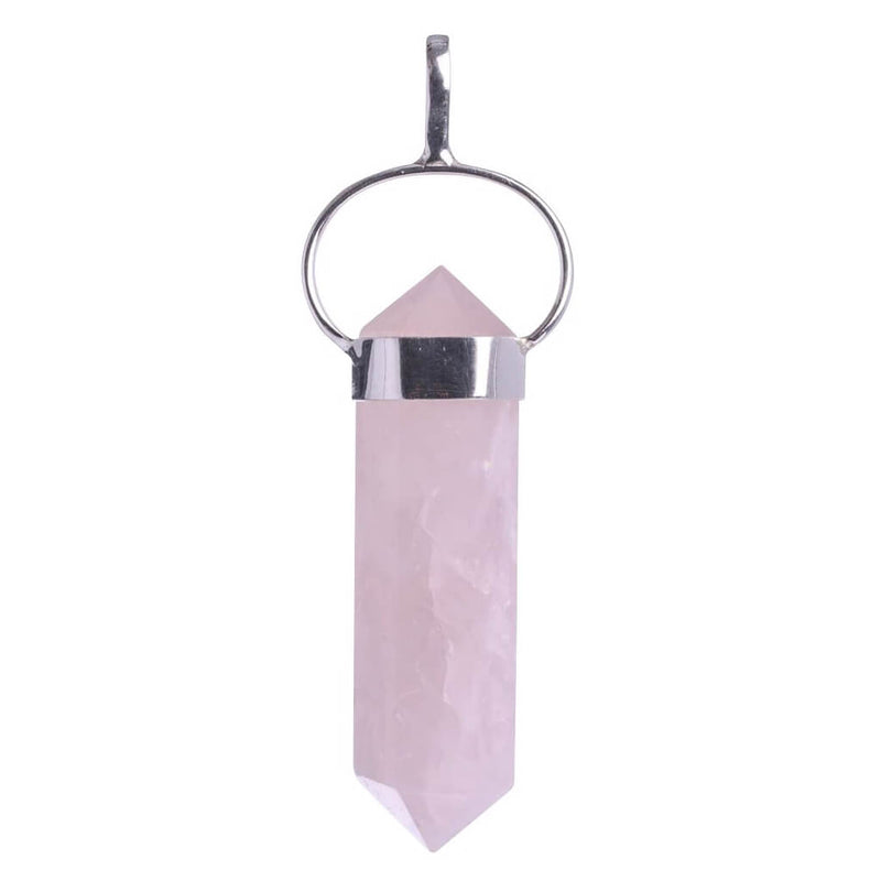 Rose Quartz Sterling Silver Double Terminated Point Pendant