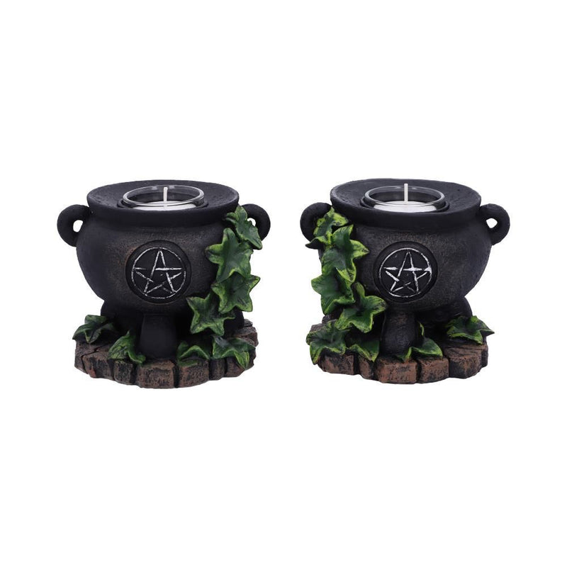 Set of 2 Ivy Cauldron Candle Holders