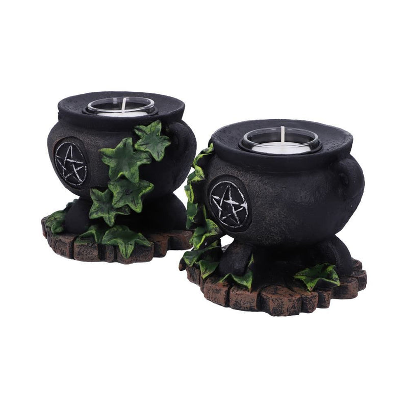 Set of 2 Ivy Cauldron Candle Holders