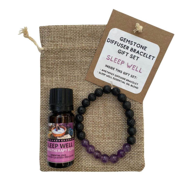 Gemstone Bead Diffuser Bracelet Gift Set - Sleep Well