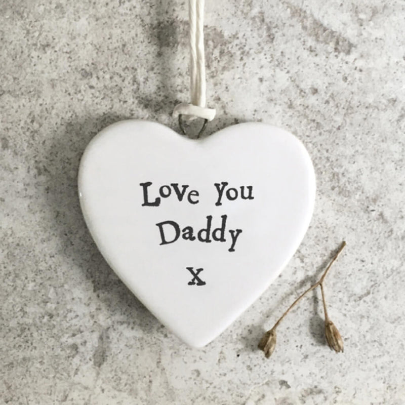 East of India Small Porcelain Hanging Heart - Love You Daddy