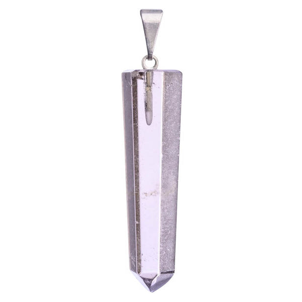 Smokey Quartz Polished Point Silver Plated Pendant