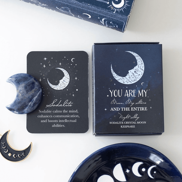 Sodalite Crystal Moon Keepsake Stone in a Box