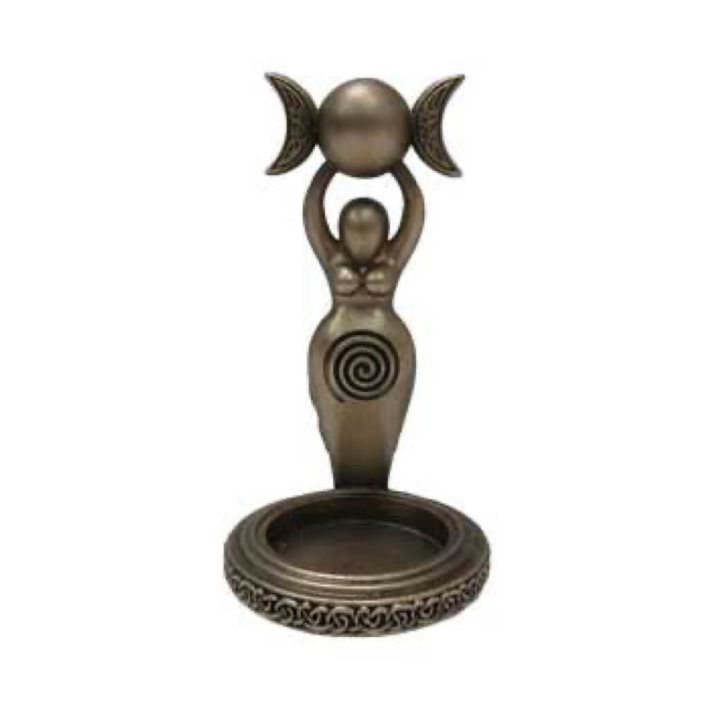 Bronze Spiral Goddess Tea Light Holder Clouds
