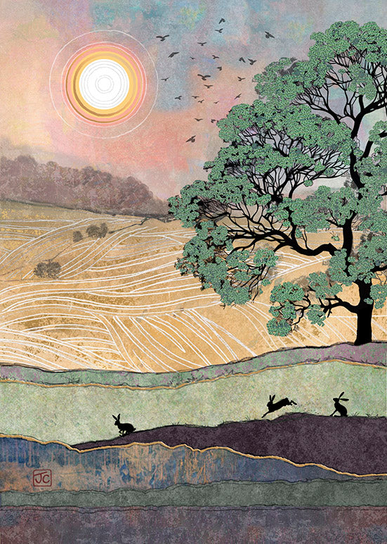 Bug Art Three Hares Greetings Card