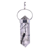 Tourmalinated Quartz Sterling Silver Double Terminated Point Pendant