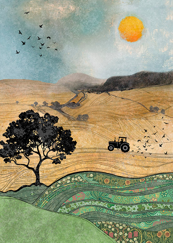 Bug Art Tractor Field Greetings Card