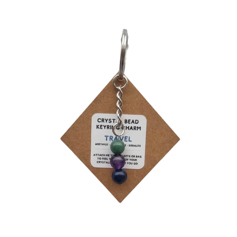 Crystal Bead Keyring - Safe Travel