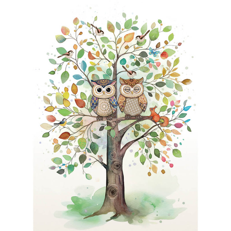 Bug Art Two Owls Greetings Card