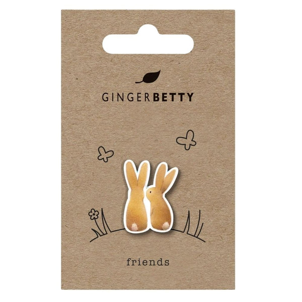 Two Rabbits Pin Badge