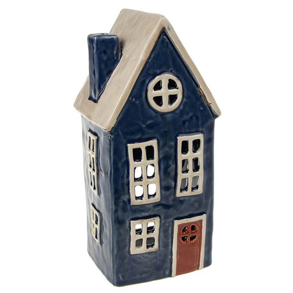 Village Pottery Tall Navy Cottage Tealight Holder