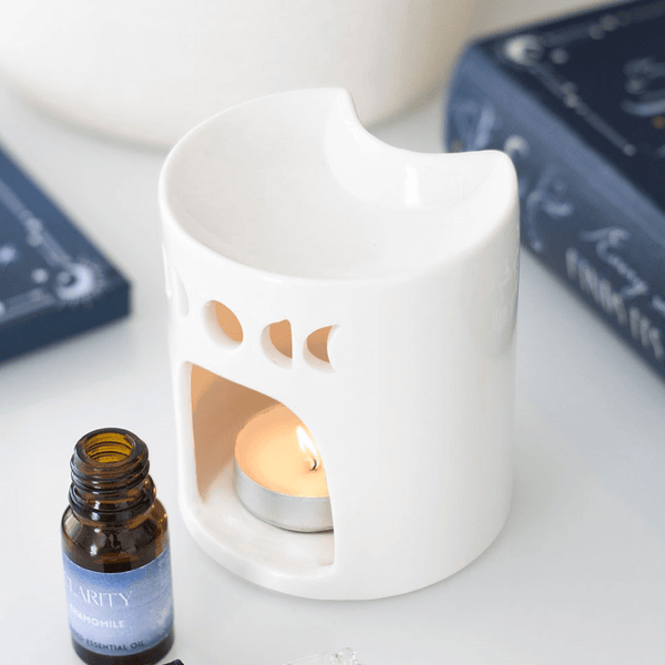 White Crescent Moon Oil Burner
