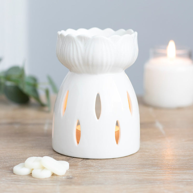 White Lotus Flower Oil Burner