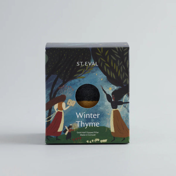 Winter Thyme Gold Half Dipped Pillar Candle