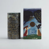 Winter Thyme Gold Marbled Pillar Candle
