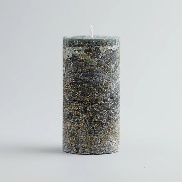 Winter Thyme Gold Marbled Pillar Candle