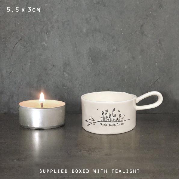 East of India Handled Tealight Holder With Much Love