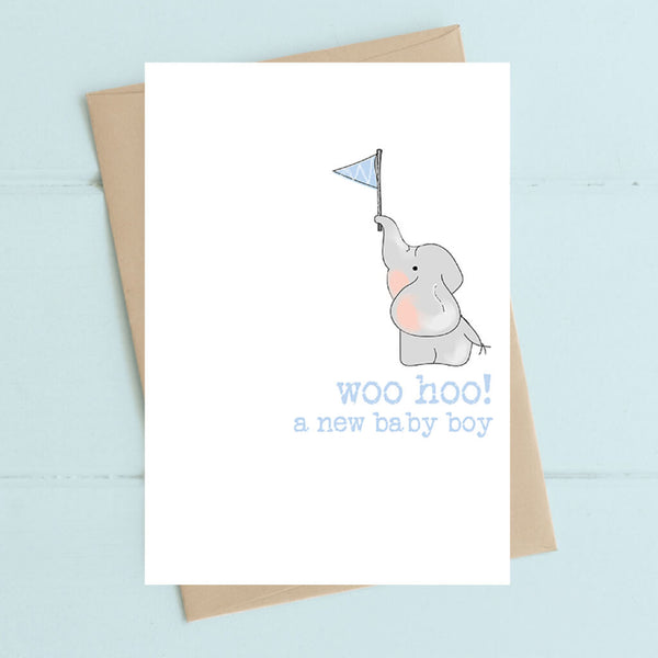 Woo Hoo Baby Boy Greeting Card