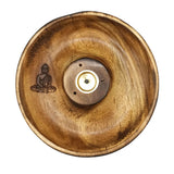 Wooden Buddha Incense Stick & Cone Burner Disc