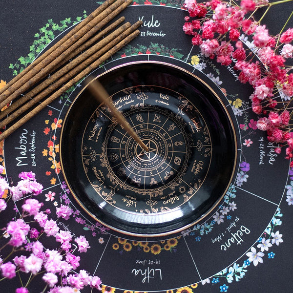 Wheel of the Year Round Incense Holder