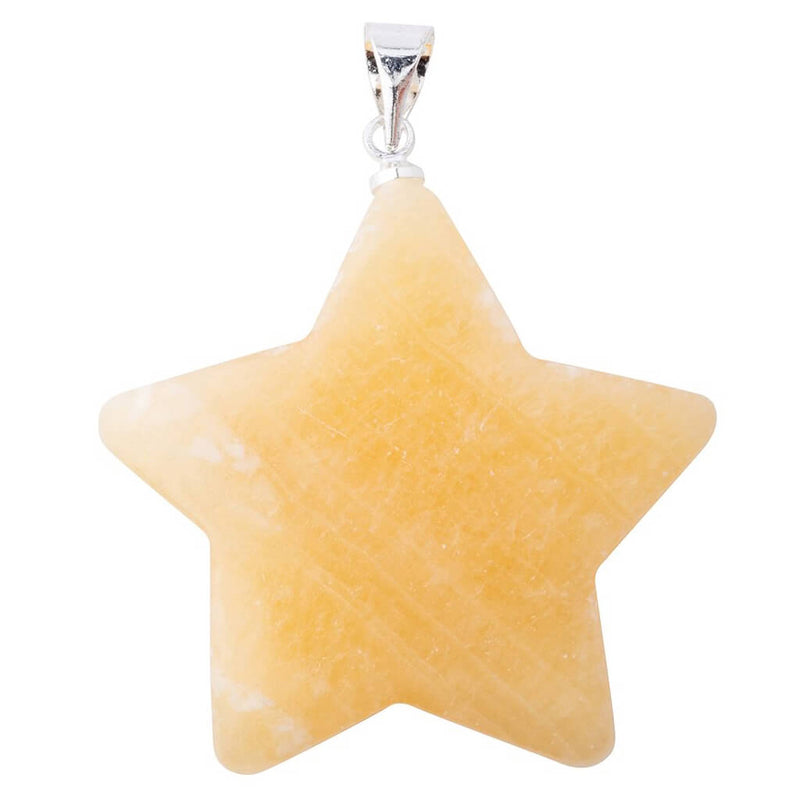 Yellow Calcite Star Pendant with Silver Plated Bail