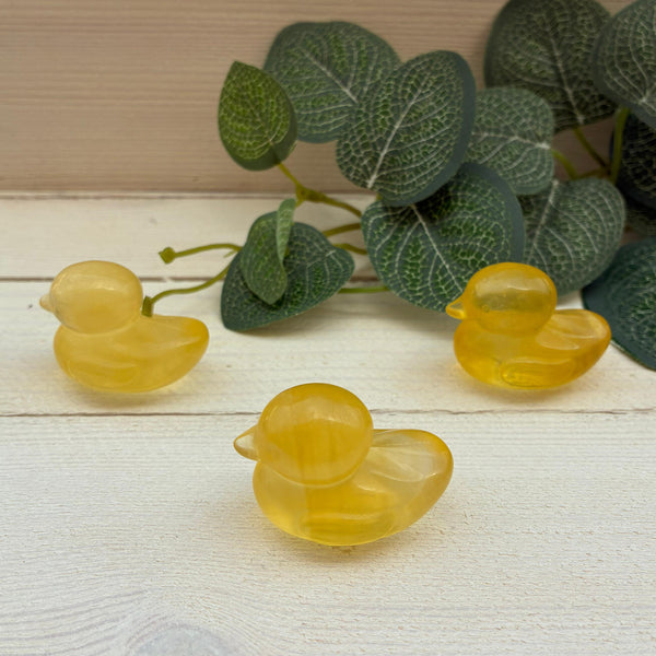 Yellow Fluorite Duck Carving