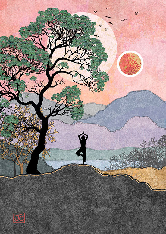 Bug Art Yoga Mountain Greetings Card