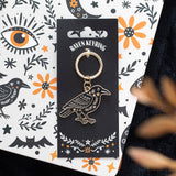 Folk Raven Halloween Enamel Keyring