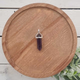 Amethyst Sterling Silver Double Terminated Point Pendant