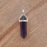 Amethyst Sterling Silver Double Terminated Point Pendant