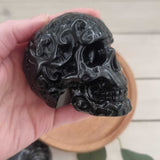 Black Obsidian Fancy Skull Carving