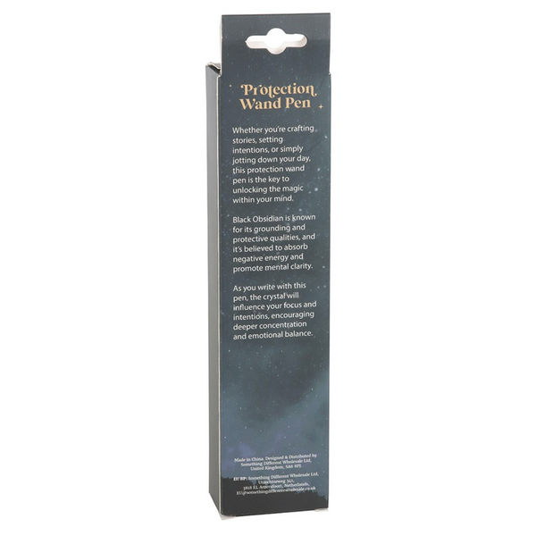 Protection Black Obsidian Crystal Wand Pen