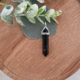 Black Tourmaline Sterling Silver Double Terminated Point Pendant