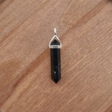 Black Tourmaline Sterling Silver Double Terminated Point Pendant