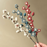 East of India Felt Branch With White Blossom Decoration