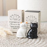 White Or Black Lucky Cat Ceramic Figure in MatchBox