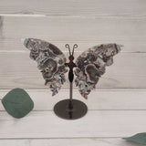 Crazy Lace Agate Butterfly on Stand