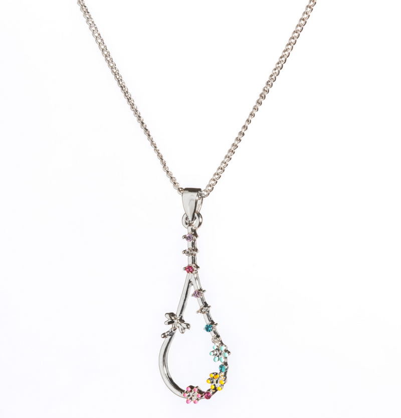 Pear Drop Rhodium Pendant Necklace
