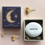 East of India Boxed Zodiac Porcelain Pebble - Aquarius
