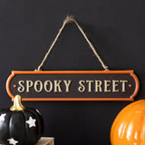 Spooky Street Halloween Hanging Metal Sign