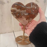 Golden Brecciated Agate Heart on Stand 17cm