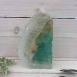 Green Fluorite Rough Slab With Quartz - 1