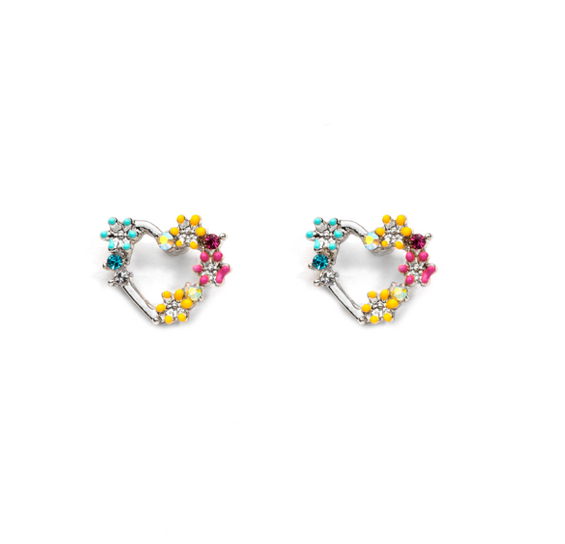 Hearts Rhodium Stud Earrings