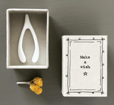 East of India Matchbox Porcelain Wish Bone - Make a Wish