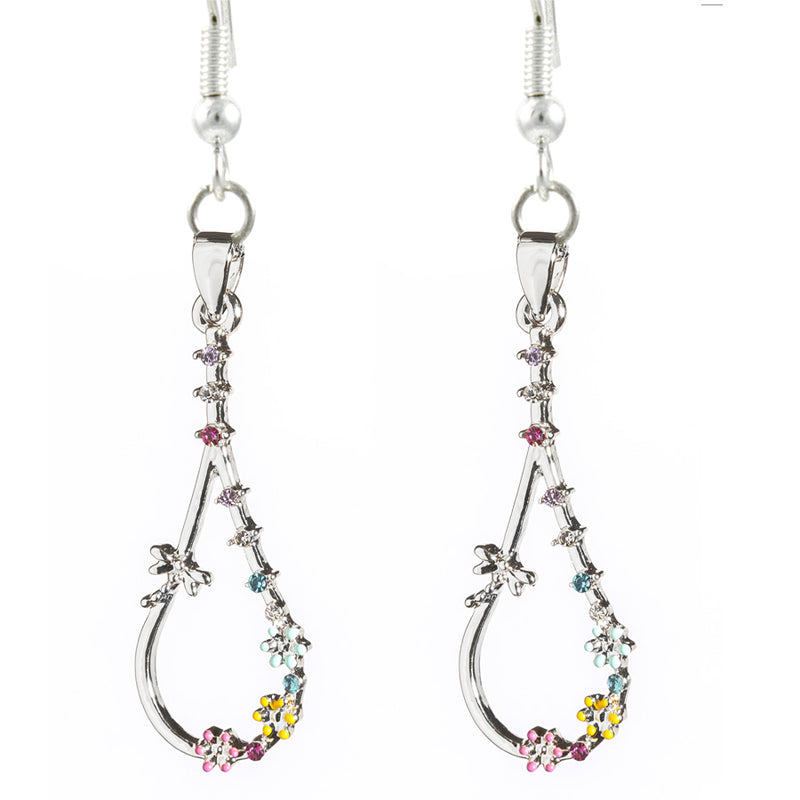 Pear Drop Rhodium Earrings